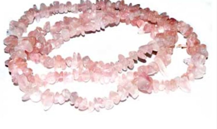 32" Rose Quartz chip necklace